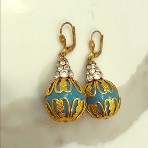 Vintage style bead turquoise earrings